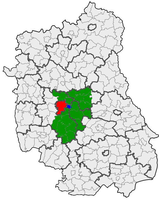 Mapa gmin według właściwości Sądu Rejonowego Lublin-Wschód w Lublinie z siedzibą w Świdniku